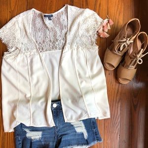 American Eagle Cream Cover with Lace Top